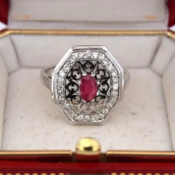 Bague Art Déco Rubis Diamant
