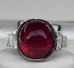 Bague Art Déco rubis diamant