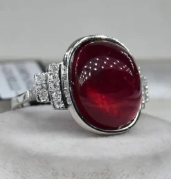Bague Art Déco rubis diamant