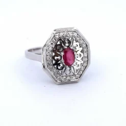 Bague Art Déco Rubis Diamant