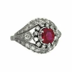 Bague Art Déco rubis et diamants