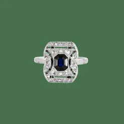 Bague Art Déco saphir diamants