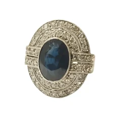 Bague Art Déco saphir et diamants platine