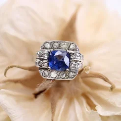 Bague art déco saphir et diamants