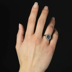 Bague art déco saphir et diamants
