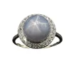 Bague Art Déco Saphir étoilé et diamants, Or et Platine