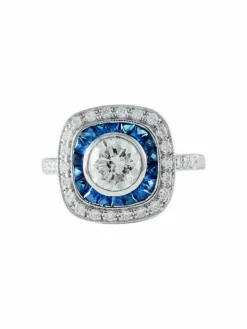 Bague Art Déco Saphirs Diamants