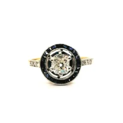 Bague Art Déco saphirs diamants