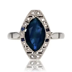 Bague art déco saphirs diamants navette