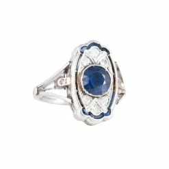 Bague Art Déco Saphirs Diamants