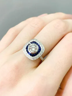 Bague Art Déco Saphirs Diamants