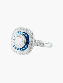 Bague Art Déco Saphirs Diamants