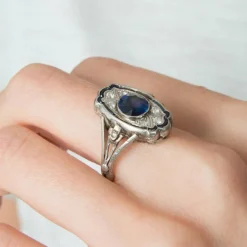 Bague Art Déco Saphirs Diamants