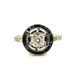Bague Art Déco saphirs diamants