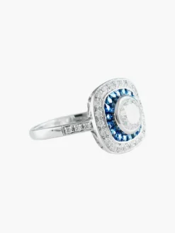 Bague Art Déco Saphirs Diamants