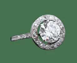 Bague art déco solitaire platine diamant