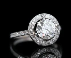 Bague art déco solitaire platine diamant