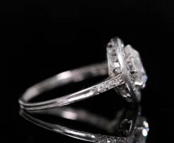 Bague art déco solitaire platine diamant