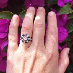 Bague Art Déco STELLA diamants et saphirs