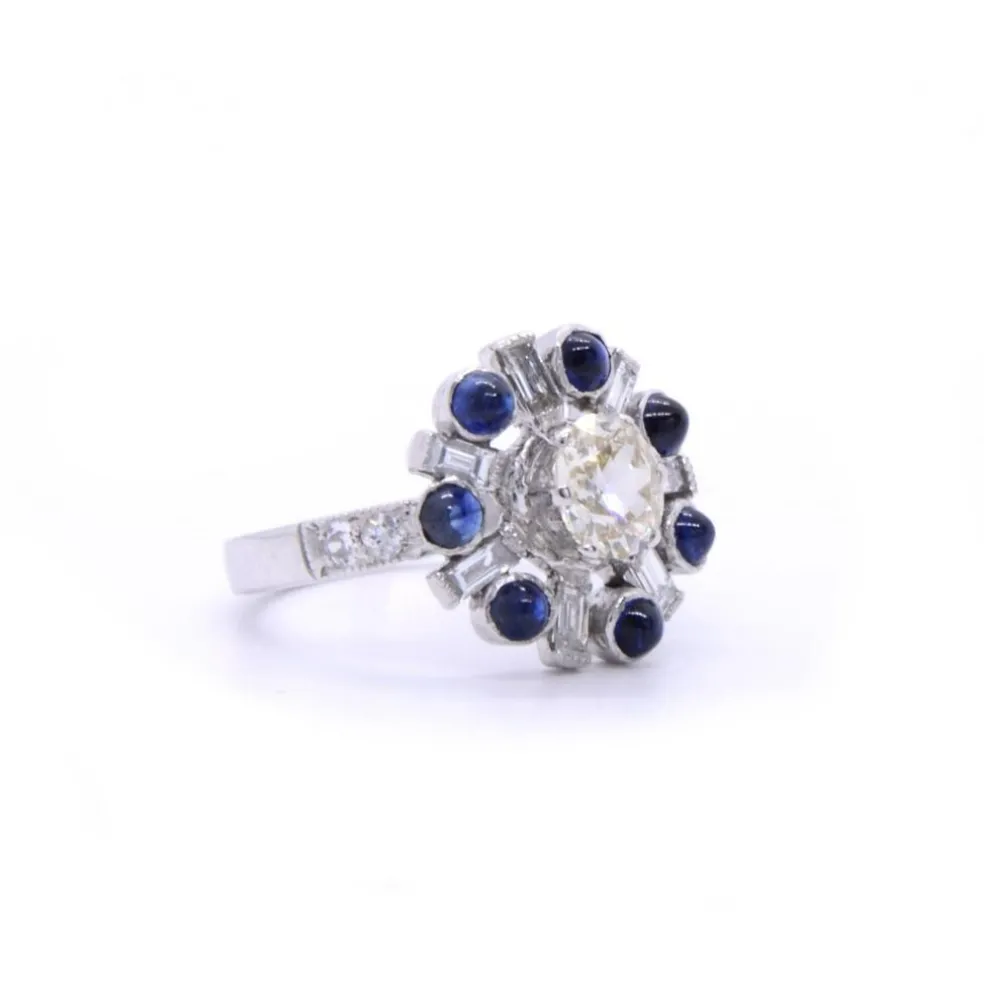 Bague Art Déco STELLA diamants et saphirs