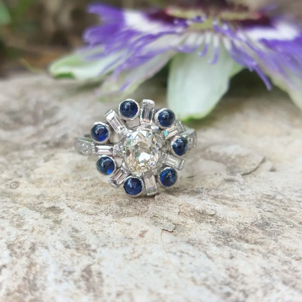 Bague Art Déco STELLA diamants et saphirs