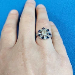 Bague Art Déco STELLA diamants et saphirs