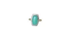 Bague Art Deco chrysoprase diamants