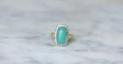Bague Art Deco chrysoprase diamants