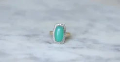 Bague Art Deco chrysoprase diamants