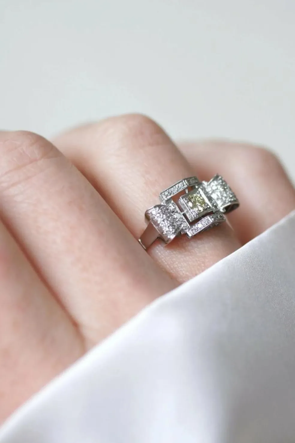 Bague Art Deco Géométrique Diamant