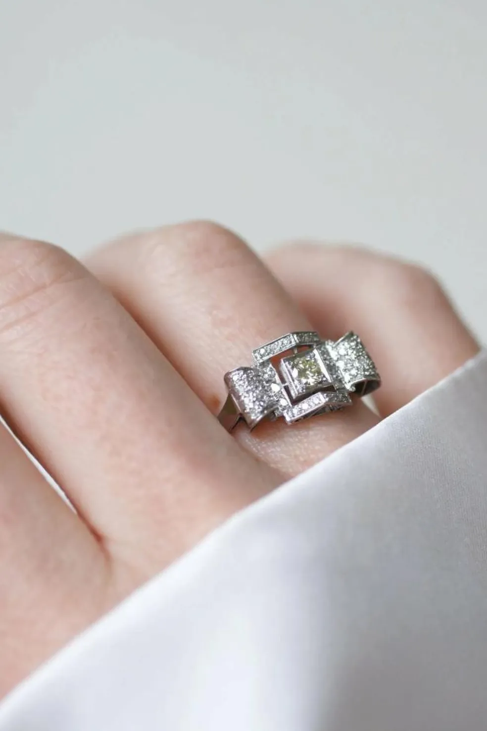Bague Art Deco Géométrique Diamant