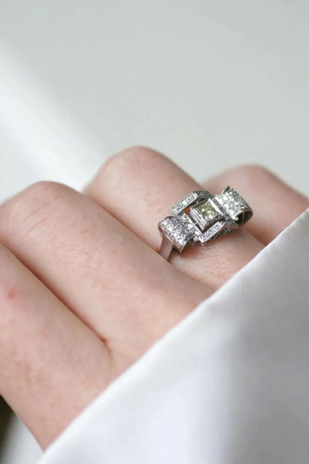 Bague Art Deco Géométrique Diamant
