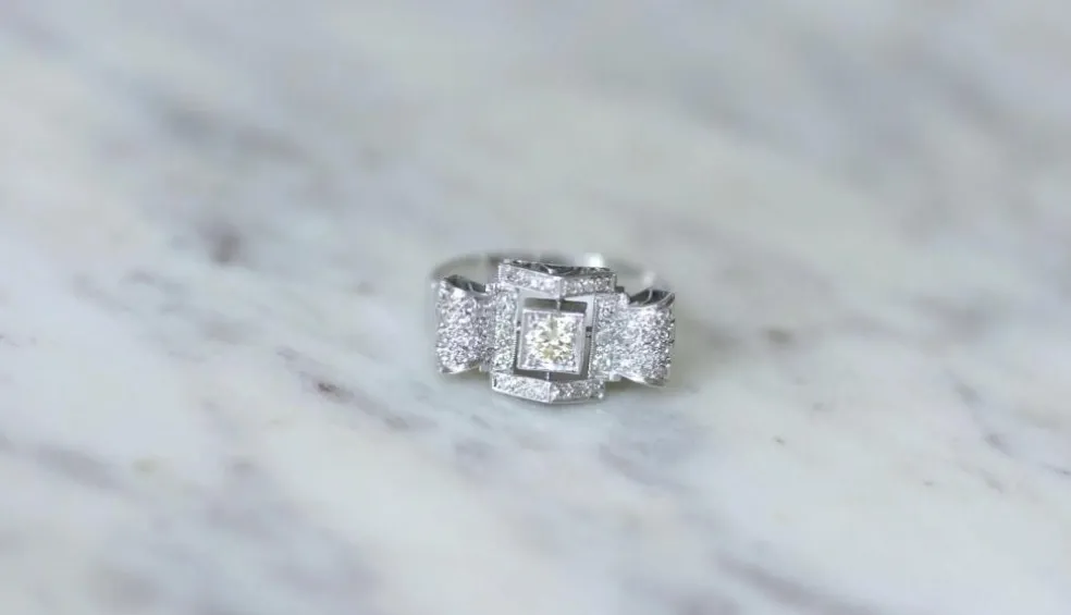 Bague Art Deco Géométrique Diamant