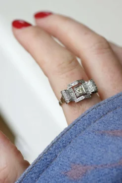 Bague Art Deco Géométrique Diamant