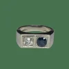 BAGUE ART DECO JONC PLATINE DIAMANT SAPHIR