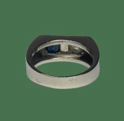 BAGUE ART DECO JONC PLATINE DIAMANT SAPHIR