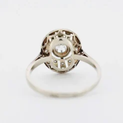 Bague Art Deco Or Blanc Platine et Diamants