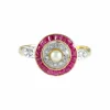BAGUE ART DECO OR, DIAMANTS & RUBIS