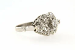Bague Art Deco, Or gris et diamants