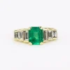 Bague Art Deco or jaune diamants emeraude colombienne Muzo 1,9 carat
