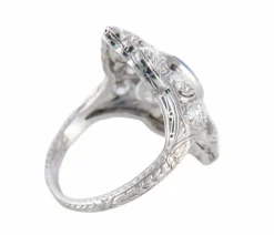 BAGUE ART DECO PLATINE & SAPHIR