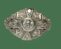 BAGUE ART DECO PLATINE ET DIAMANTS