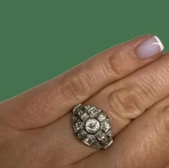 BAGUE ART DECO PLATINE ET DIAMANTS