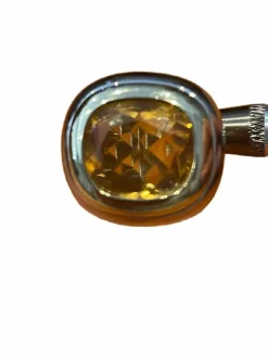 Bague Art Italien Neuf en Or Jaune et Blanc 18 carats + Topaze