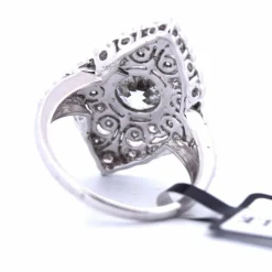 Bague Art Nouveau - or blanc, diamants