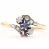 Bague Art Nouveau en or jaune et blanc sertie d'un saphir et de diamants