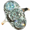 Bague Art Nouveau or diamants taille ancienne 1,70 Carat