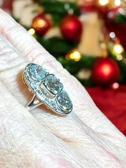 Bague Art Nouveau or diamants taille ancienne 1,70 Carat