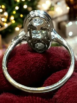 Bague Art Nouveau or diamants taille ancienne 1,70 Carat