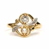 Bague Art Nouveau or jaune, perle, diamants